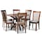 Baxton Studio Lore Grey Upholstered and Walnut Wood 7-Piece Dining Set 169-10546-10893 - alternate 1